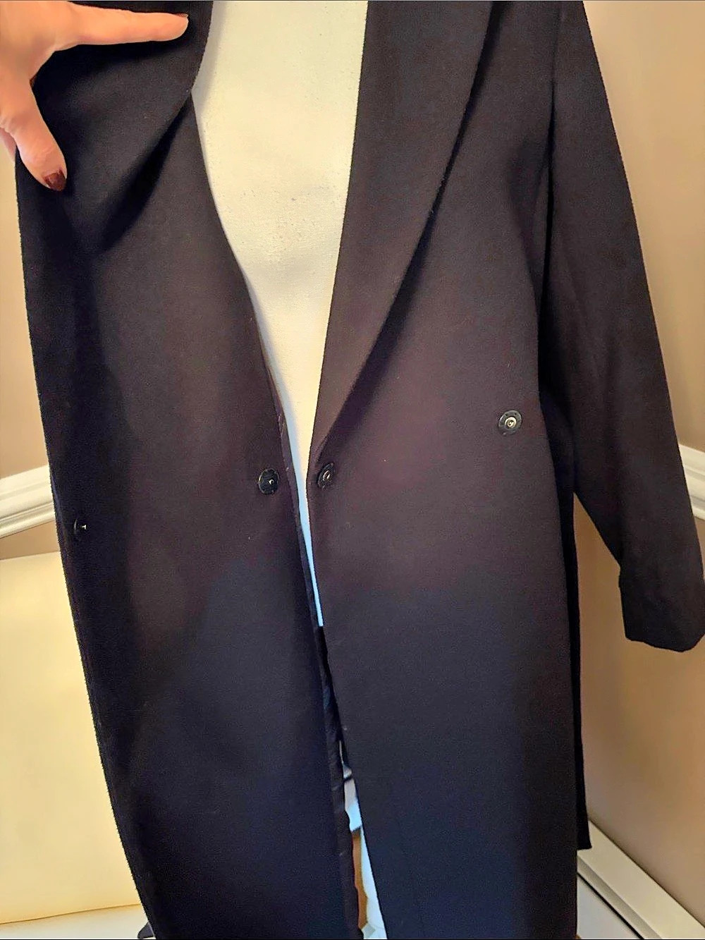 H&M Wrap Trench Coat in Black Size S. Chest is 18 inches across. Length 37in - Picture 8 of 10